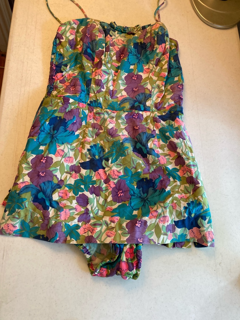 VTG Kahala Hawaii One-Piece Swim Romper in Teal & Purple - Picture 13 of 13